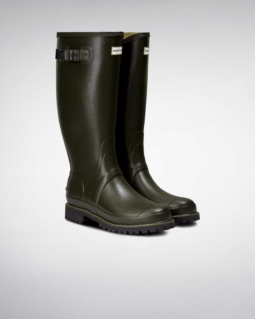 Hunter Balmoral Wide Fit Men's Wellies NZ-15190Q Dark Olive